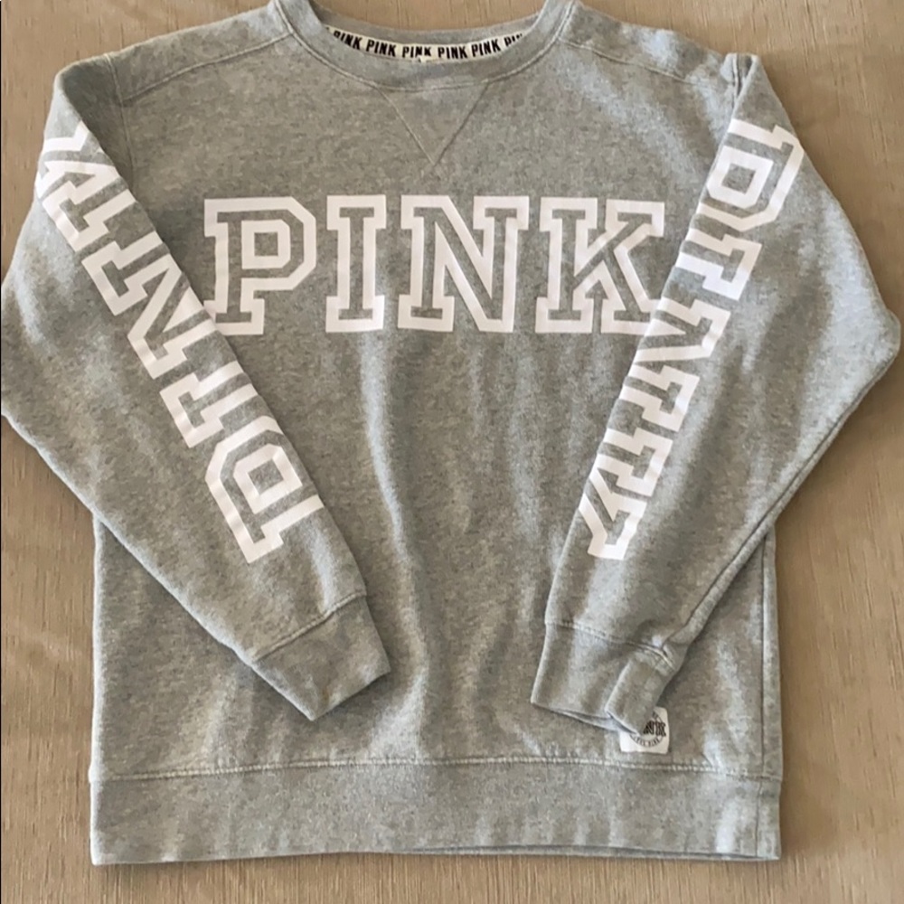 PINK Grey Crewneck Sweatshirt
